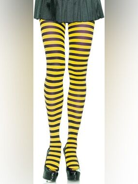 Brand New-Leg Avenue Yellow and Black Striped Tights
